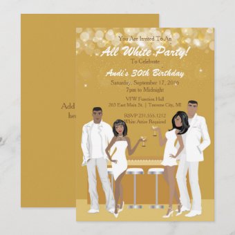 All White Party Invitation - African American | Zazzle