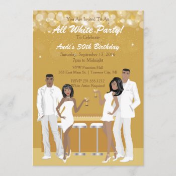 All White Party Invitation - African American by AnnounceIt at Zazzle