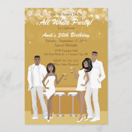 All White Party Invitation - African American