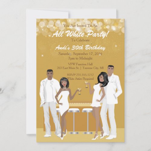 All White Party Invitation _ African American