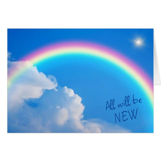 All Will Be New Rainbow Sky Christian Sympathy Cards (Front Horizontal)