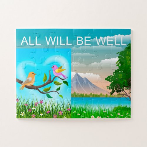 All Will Be Well Love Birds Mountain Nature Age 4 Jigsaw Puzzle