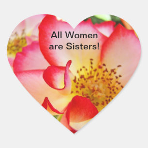 All Women are Sisters! stickers Red Rose Flowers