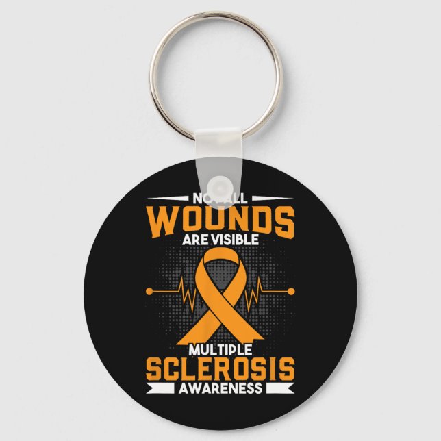 All Wounds Are Visible Multiple Sclerosis Awarenes Keychain (Front)