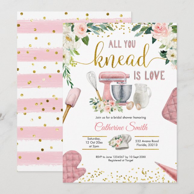 All You Knead is Love Bridal Shower Invitation (Front/Back)