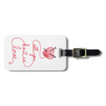 All you knit is love with heart shaped red yarn luggage tag