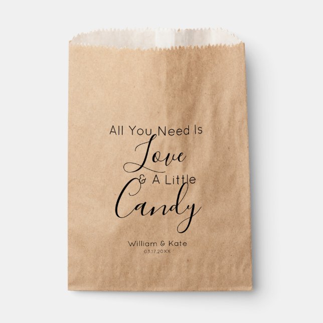 All You Need is A Candy Wedding Favor Bag (Front)