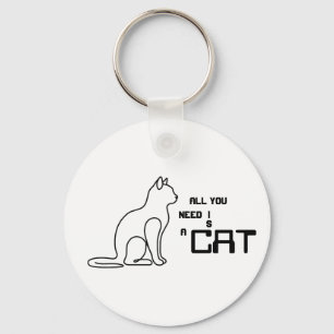 All You Need Is A Cat Cute Minimalist Cat Lover Al Keychain