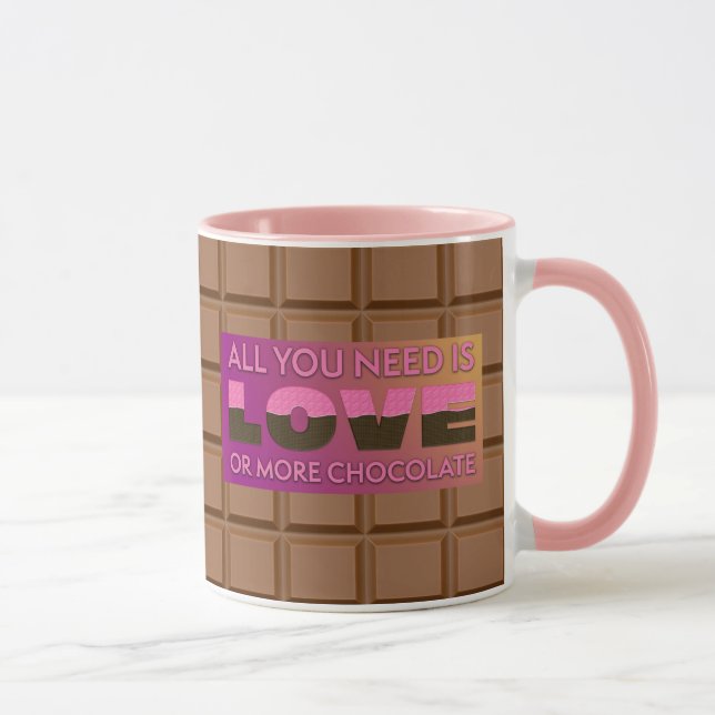 All You Need is Chocolate Humorous Pink Coffee Mug (Right)