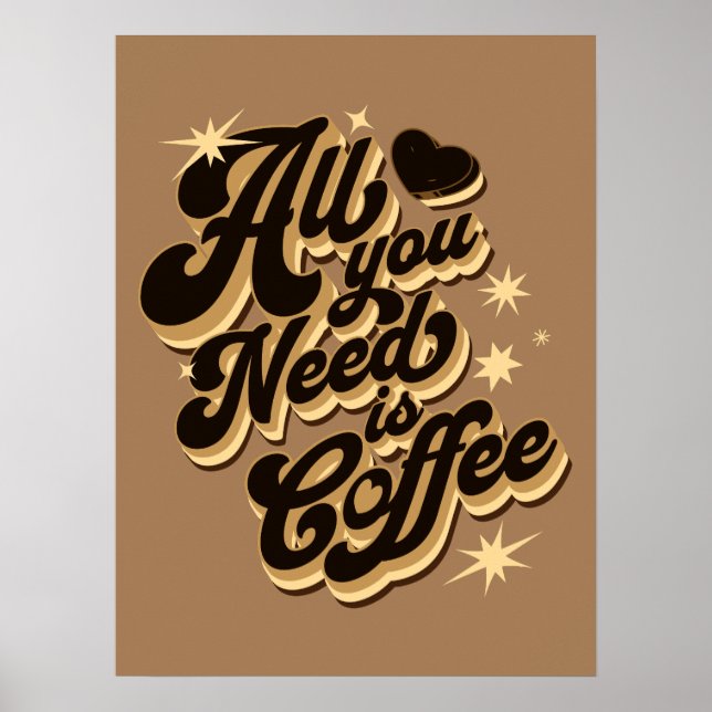 All you need is coffee, quotes poster (Front)