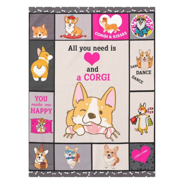 All You Need  Is Corgi Blanket Tablecloth (Front)