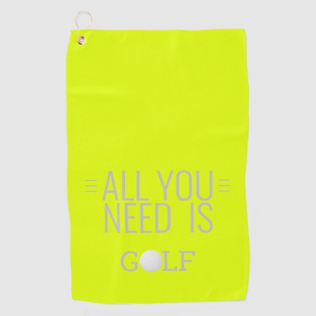All you Need Is Golf - neon yellow Golf Towel (Front)