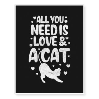 All You Need Is Love & A Cat Temporary Tattoos