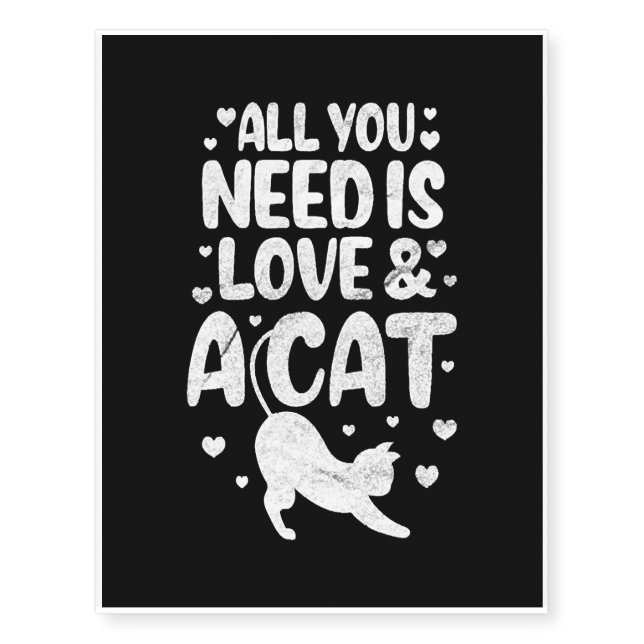 All You Need Is Love & A Cat Temporary Tattoos (Front)