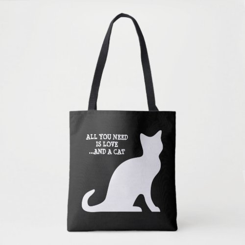 All you need is love and a cat cute black tote bag