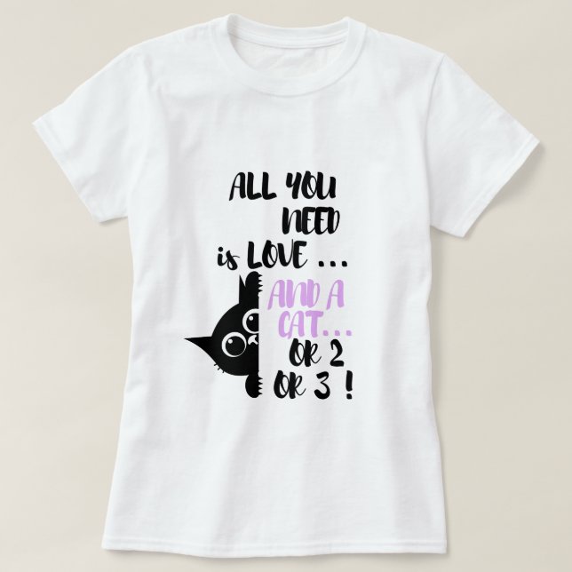 All You Need Is Love and a Cat Funny Cat Lover T-Shirt (Design Front)