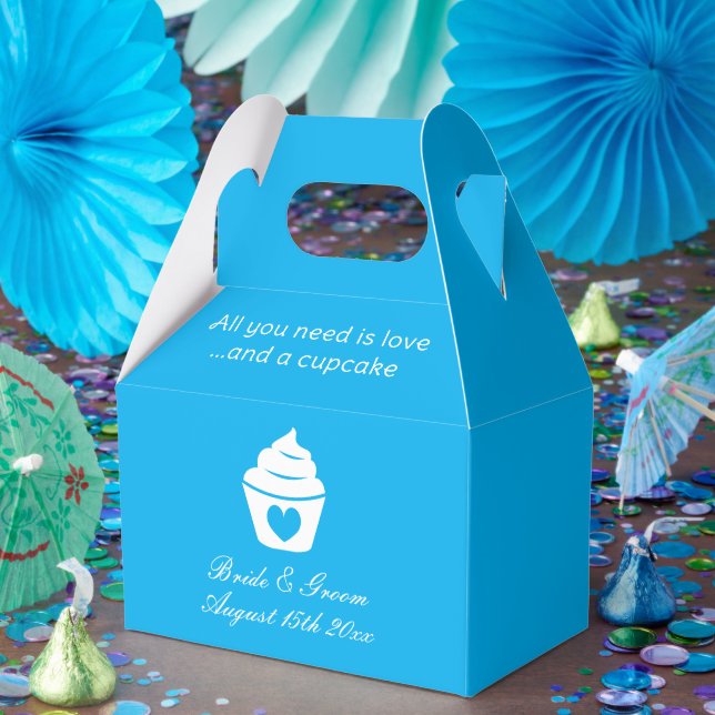 All you need is love and a cupcake blue wedding favor boxes (Party)