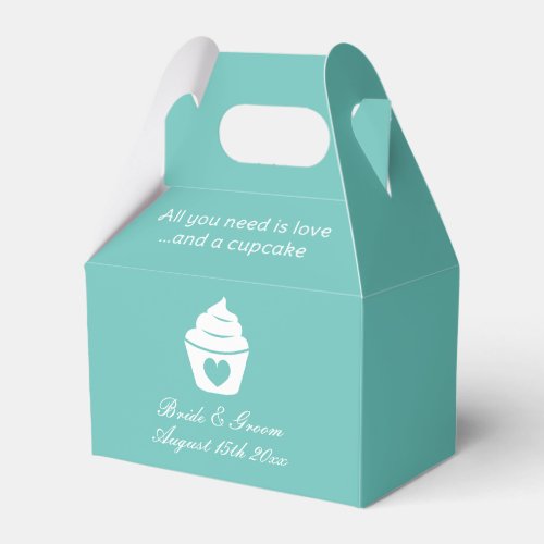 All you need is love and a cupcake teal wedding favor boxes