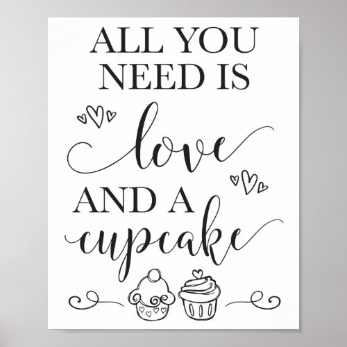 All You Need Is Love and A Cupcake Wedding Sign