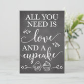 All You Need Is Love and A Cupcake Wedding Sign (Standing Front)