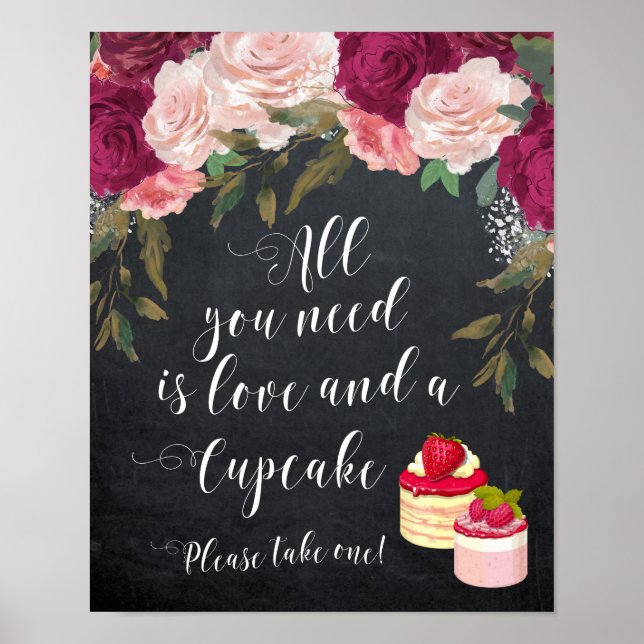 all you need is love and a cupcake wedding sign (Front)