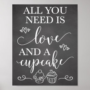 All You Need Is Love and A Cupcake Wedding Sign