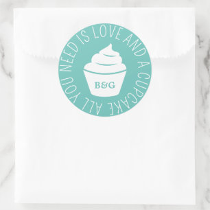 All you need is love and a cupcake wedding sticker