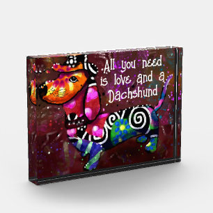 All You Need Is Love and a Dachshund Funky Dog Photo Block