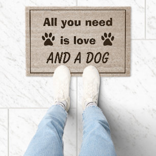 All you need is love and a dog funny entry doormat fiber doormat