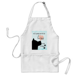 all you need is love and a dog pink blue pit bull adult apron
