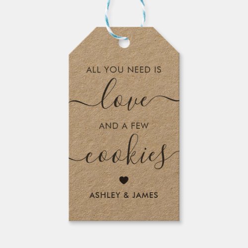 All You Need is Love and a Few Cookies Wedding Gift Tags