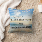 All You Need Is Love and A Walk On The Beach Throw Pillow (Blanket)