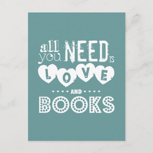 All You Need is Love and Books Postcard