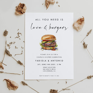 All You Need Is Love and Burgers Couple's Shower Invitation