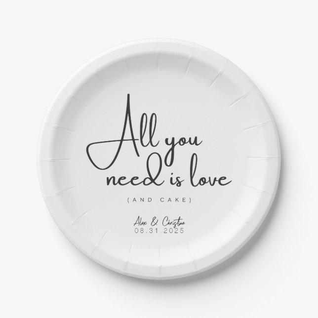 All You Need Is Love and Cake Wedding Plate (Front)