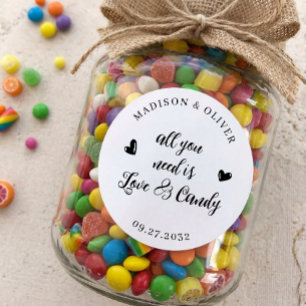 All You Need is Love and Candy Wedding Favor Classic Round Sticker