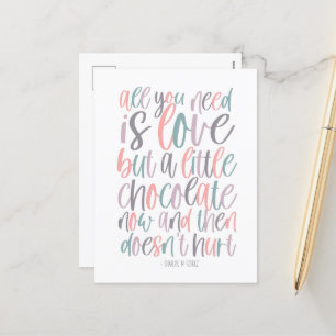 All You Need Is Love and Chocolate Valentine's Day Holiday Postcard