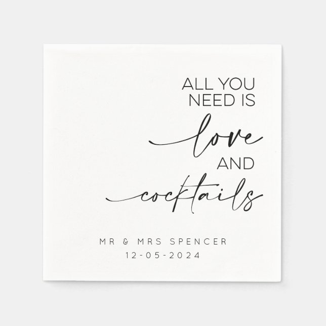 All You Need Is Love And Cocktails Napkins (Front)