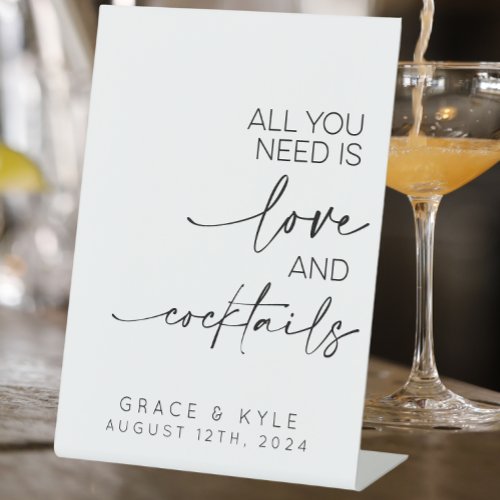 All you need is love and cocktails Wedding Pedestal Sign