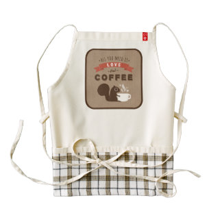 All You Need is Love and Coffee - Squirrel Zazzle HEART Apron