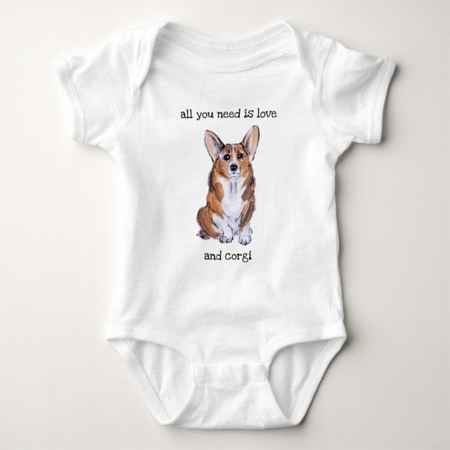 All you need is love and corgi baby bodysuit (Front)