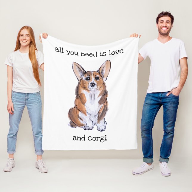 All you need is love and corgi fleece blanket (In Situ)
