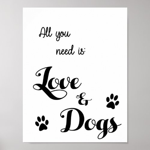 All you need is Love and Dogs _ Dog Lovers Quote Poster