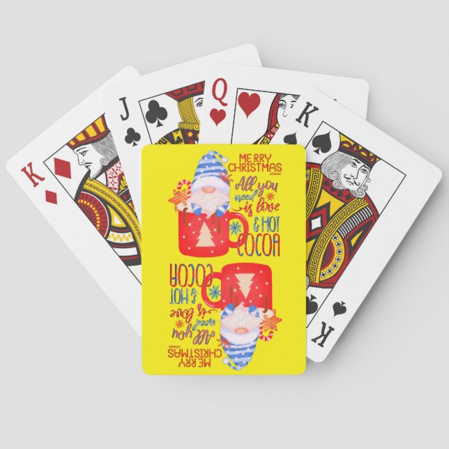ALL YOU NEED IS LOVE AND HOT COCOA funny christmas Poker Cards (Back)