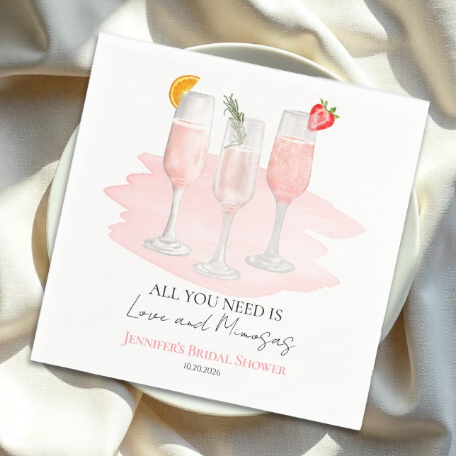 All You Need Is Love and Mimosas Bridal Shower Napkins (Creator Uploaded)