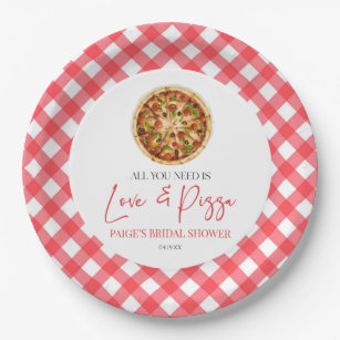 All You Need Is Love and Pizza Bridal Shower Paper Plates