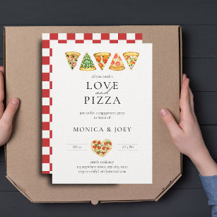 All you need is Love and Pizza Engagement Party Invitation