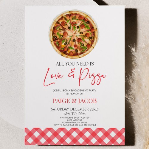 All You Need Is Love and Pizza Engagement Party Invitation
