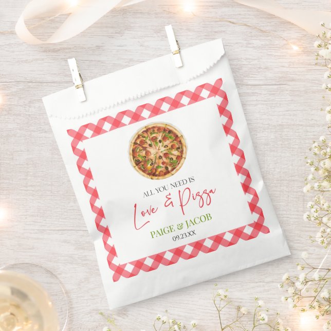 All You Need Is Love and Pizza Rehearsal Dinner Favor Bag (Clipped)