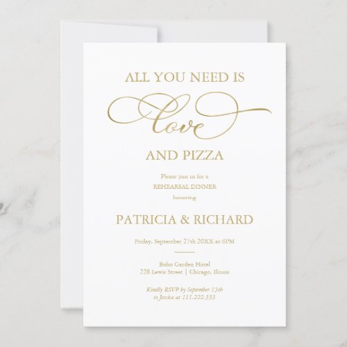 All You Need Is Love And Pizza Rehearsal Dinner Invitation